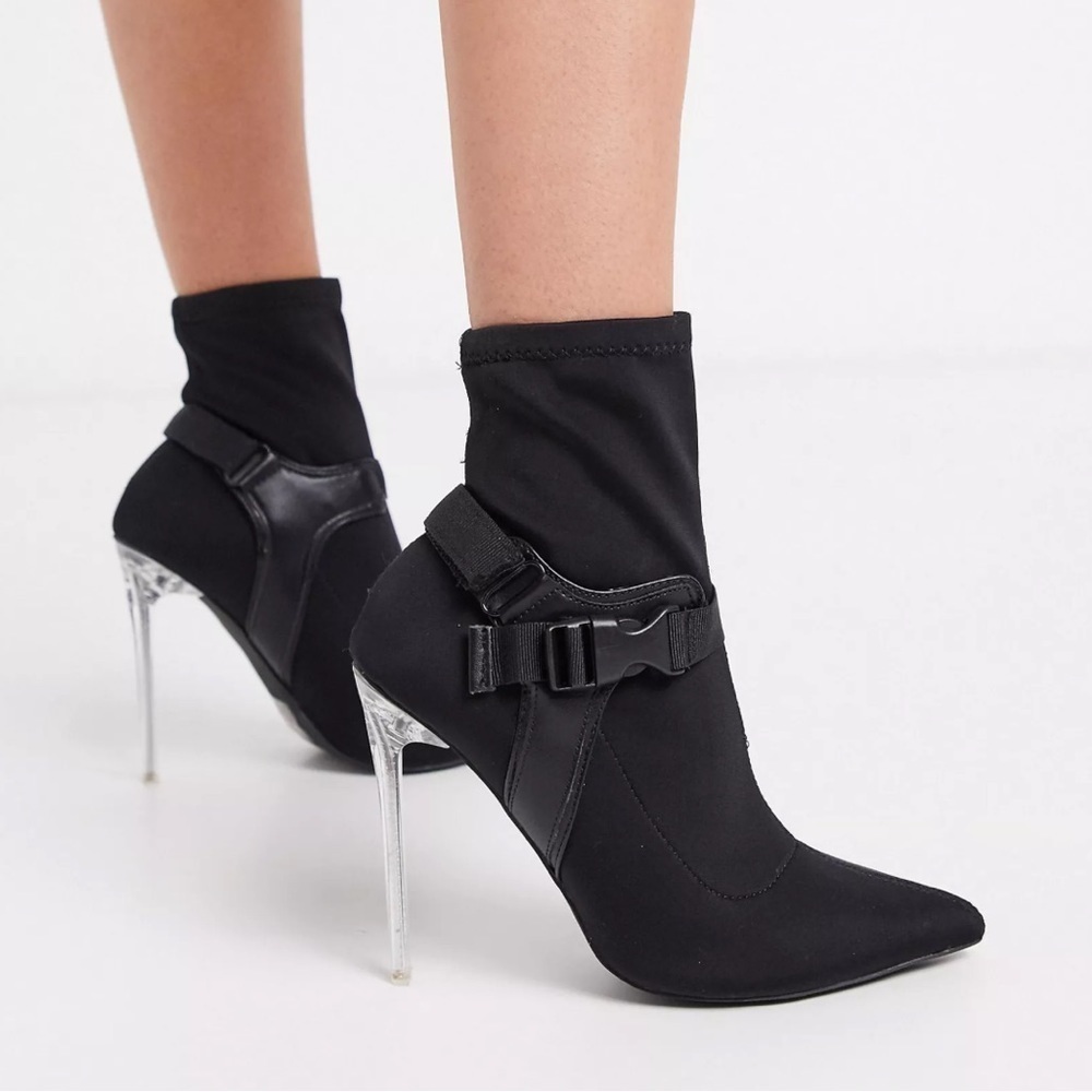 London Rebel Stiletto Harness Buckle Ankle Booties EU 39 US 8